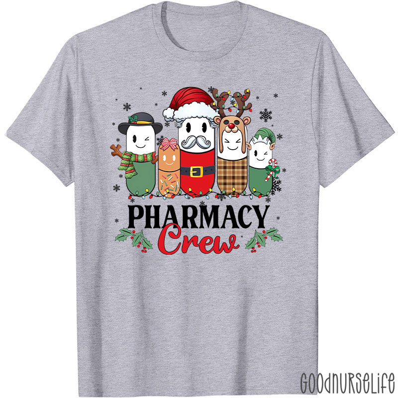 Christmas Pharmacy Crew Festive Pill Character T-Shirt