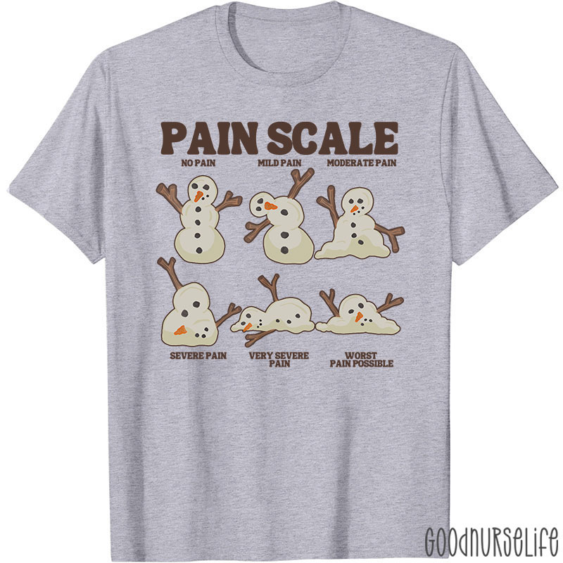 Snowman Pain Scale Festive Nurse T-Shirt