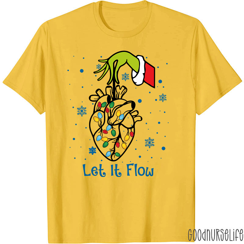 Cardiac Christmas Let It Flow Heart  Nurse T-Shirt