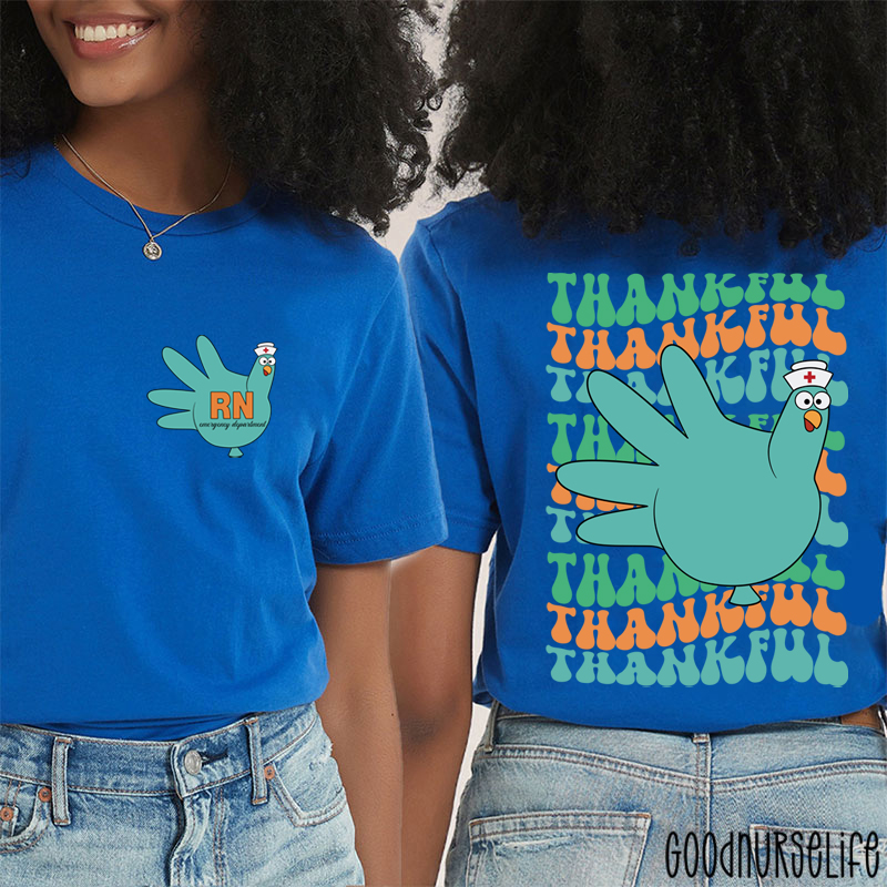 Personalized Thankful Nurse Turkey Nurse Two Sided T-Shirt