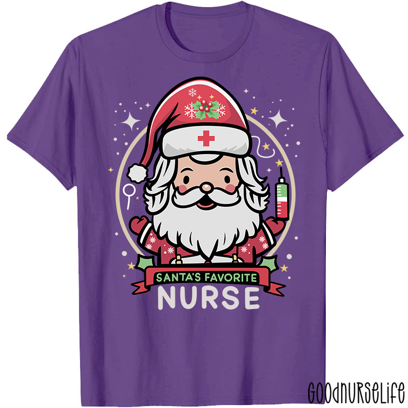 Santa's Favorite Nurse Christmas T-Shirt