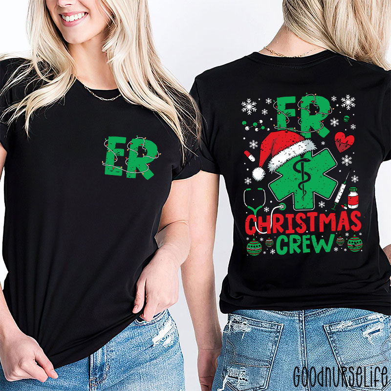 Festive Emergency Department Holiday Two Sided T-Shirt