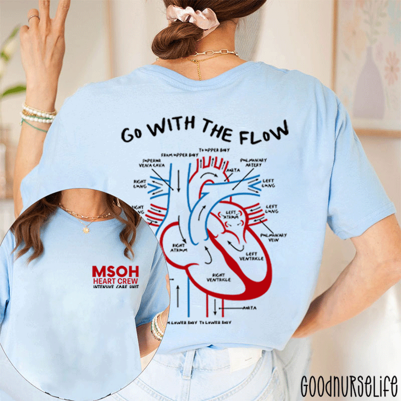 Personalized Cardiac Flow Diagram Nurse Two Sided T-Shirt