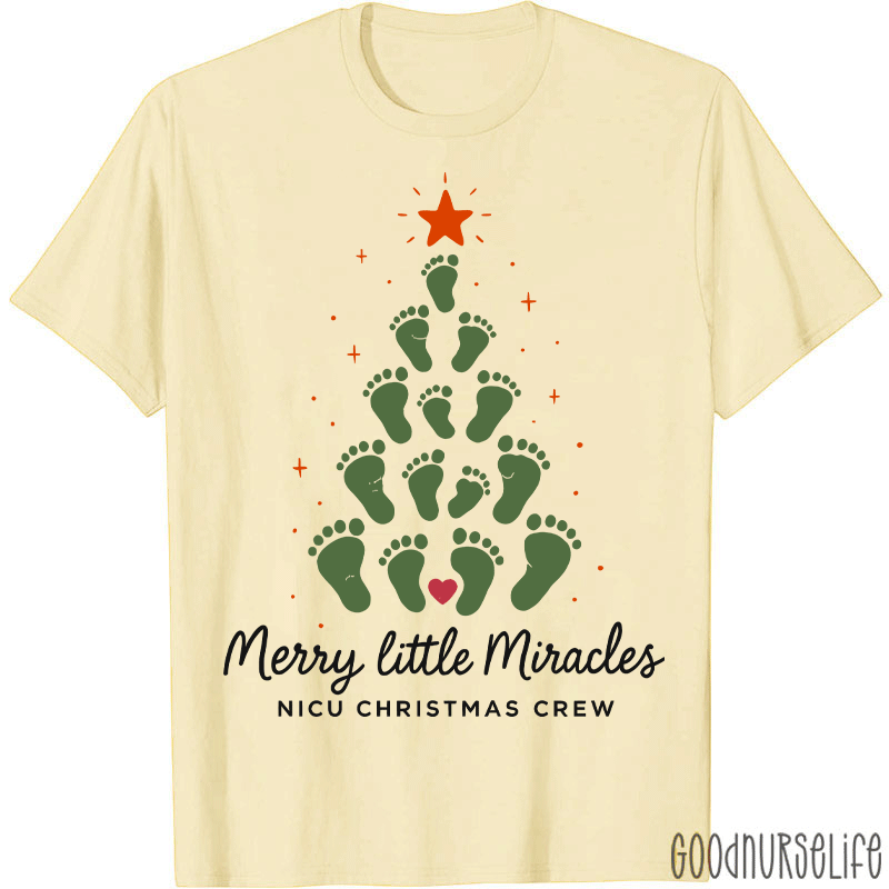Merry Little Miracles Nicu Christmas Crew T-Shirt
