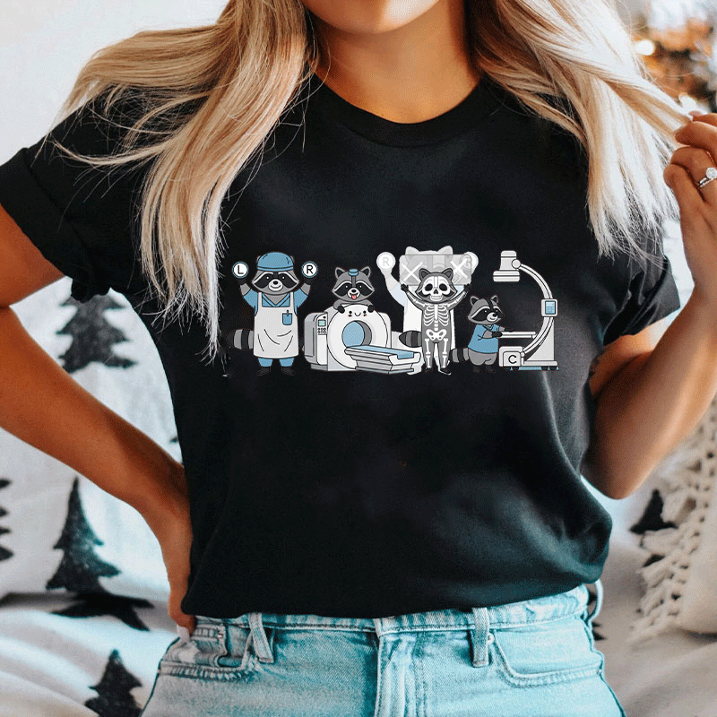 Retro X-Ray Tech Radiology Raccoon T-shirt