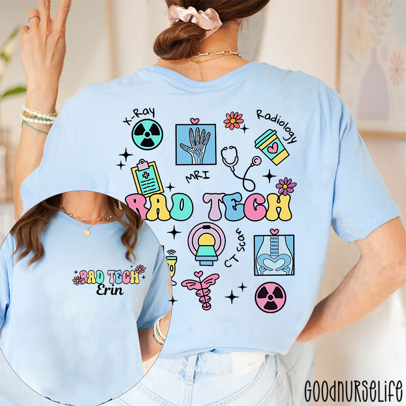 Personalized Radiology Tech Icon Radiology Two Sided T-Shirt