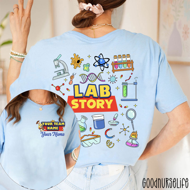Personalized Name LAB Story Laboratory Stuffs Two Sided T-Shirt