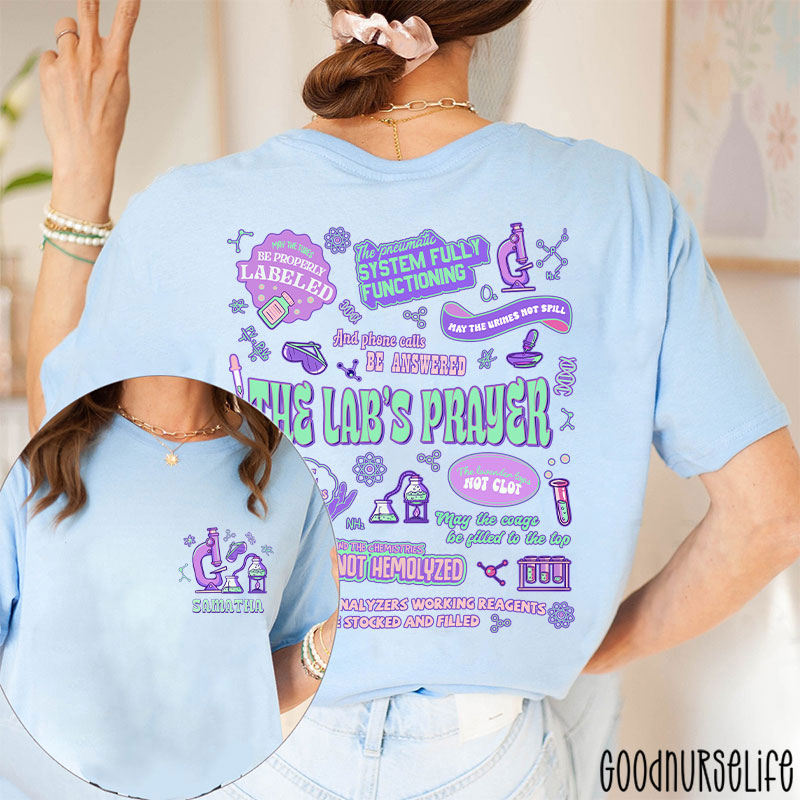 Personalized Name The Lab's Prayer Lab Tech Two Sided T-Shirt