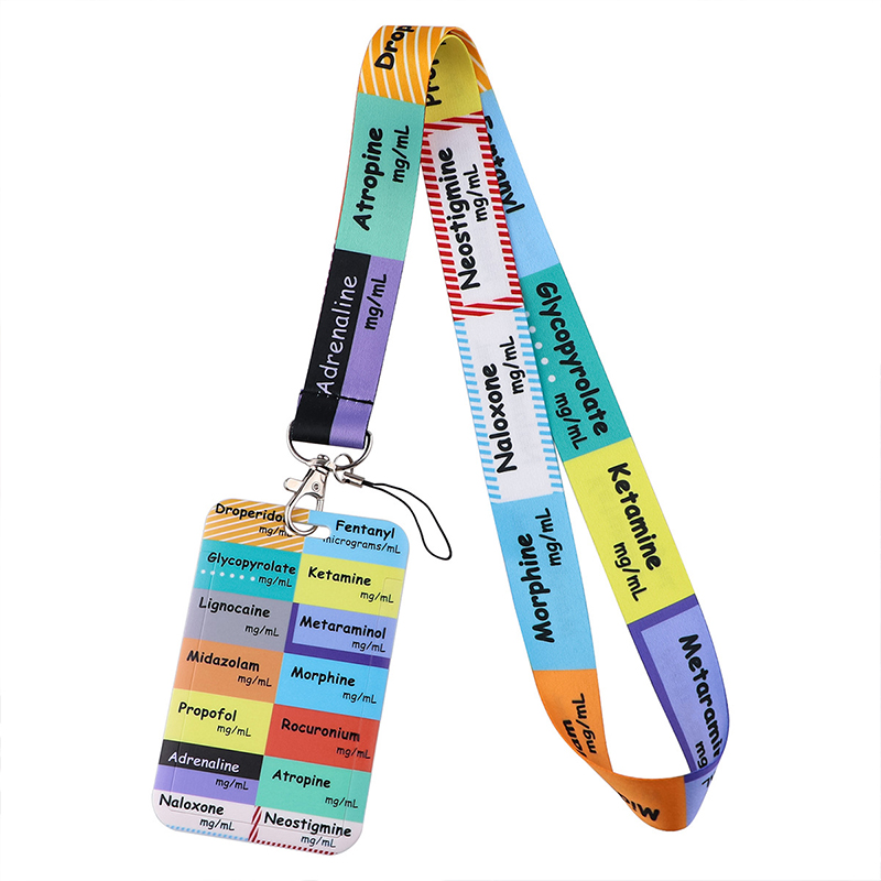 Anaesthetics Cartoon Printed Lanyard Keychains