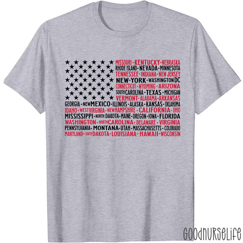 Vintage American Flag 4th Of July Nurse T-Shirt