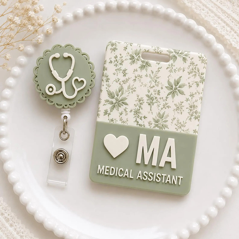 Personalized Healthcare Nurse Badge Reel And Badge Buddy Set