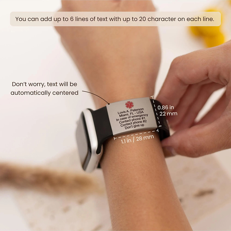 Personalized Medical Alert Watch Band ID Tag
