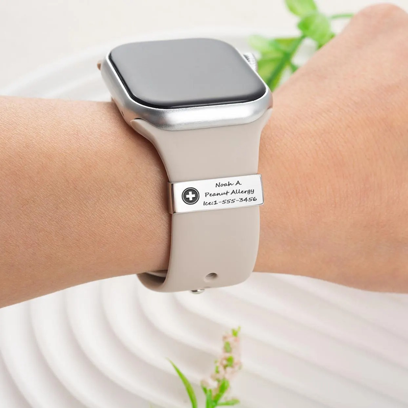 Personalized Medical Alert Engraved Watch Band Slide