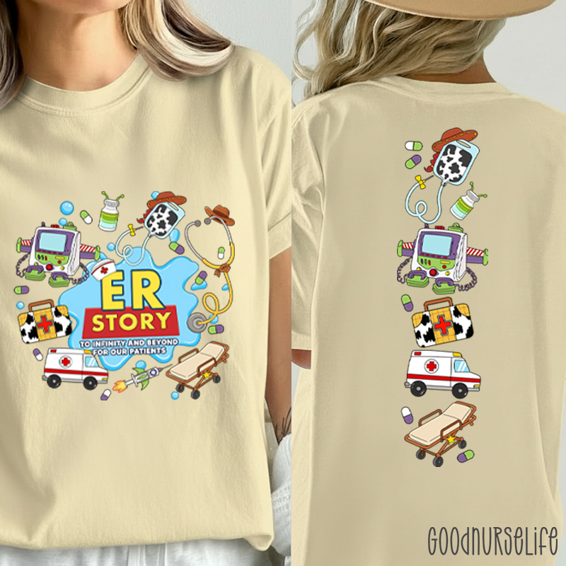 Medical Doodle Front And Back Nurse Two Sided T-Shirt