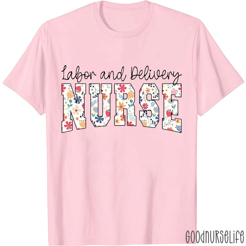 Personalized Department Floral Printed Nurse T-Shirt
