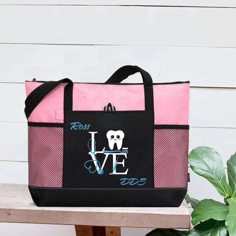 Personalized Name Oral Health Care Zip Tote Bag