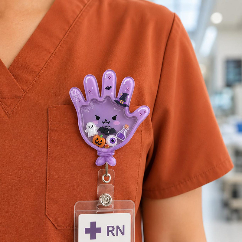 Medical Glove Halloween Shaker Badge Reel 