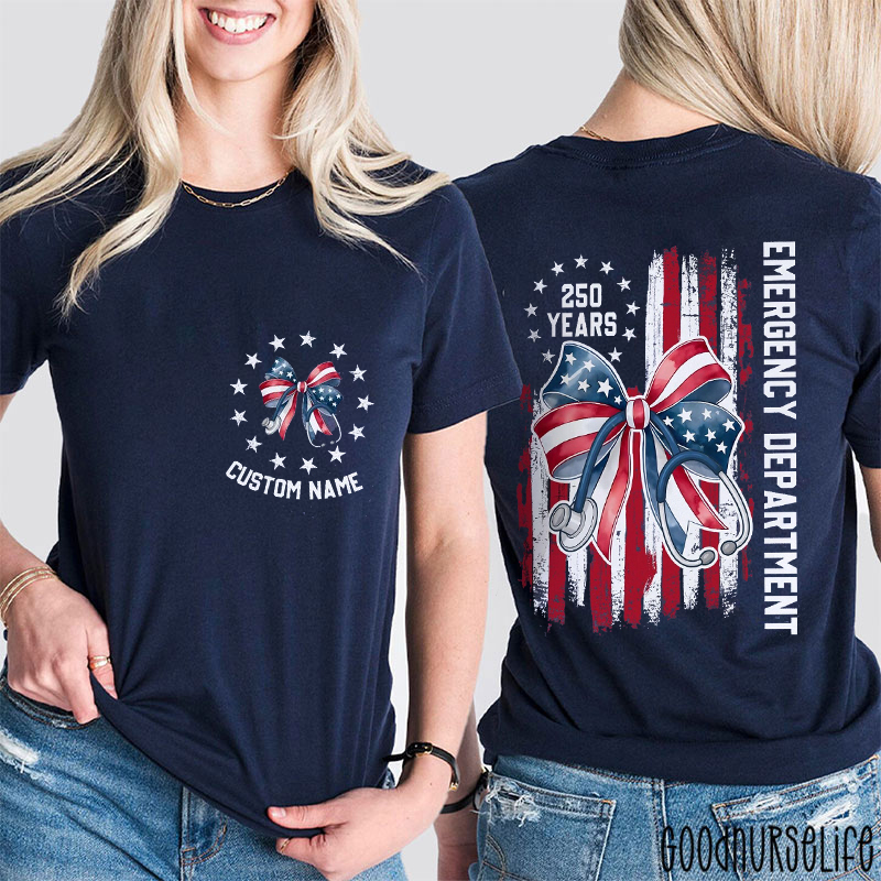 Personalized Name 250 Years Emergency Department Nurse Two Sided T-Shirt