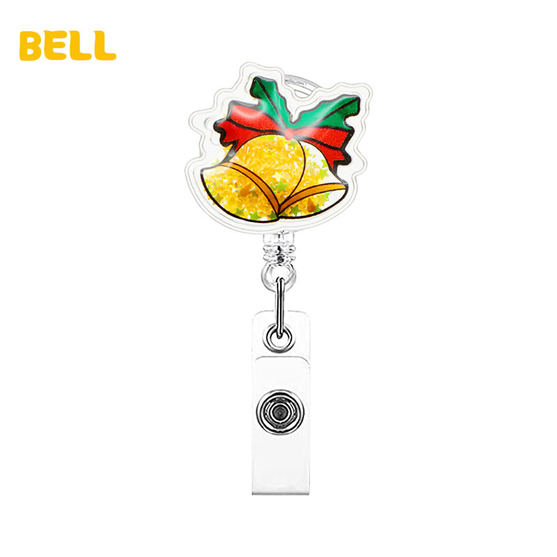 PVC Hollow Quicksand Cute Santa Claus Nurse Badge Reel