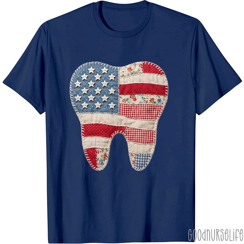 Faux Patchwork Dental T-Shirt
