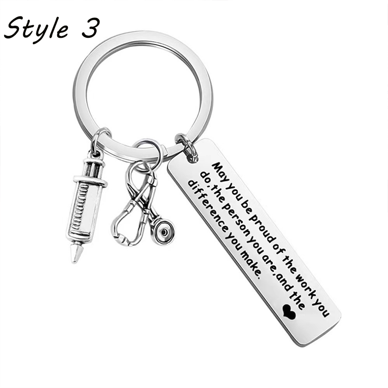 Motivational Words Stainless Steel Nurse Keychain