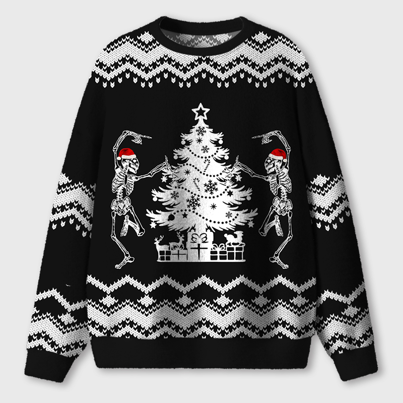Rocking Around Radiology Skeleton Dance Ugly Fluffy Christmas Sweater