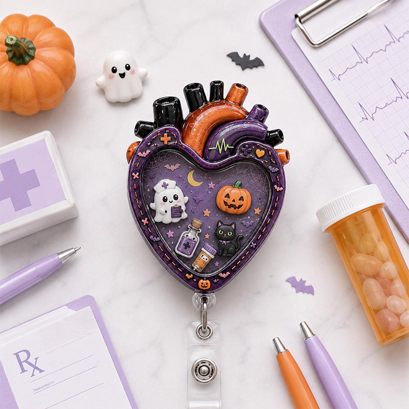 Anatomical Heart Halloween Shaker Badge Reel