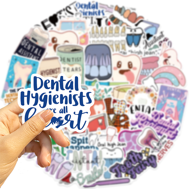 50PCS Cartoon Dental Dentist Doodle Nurse Stickers