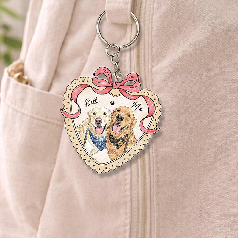 Personalized Pet Portrait Coquette Bow Nurse Keychain