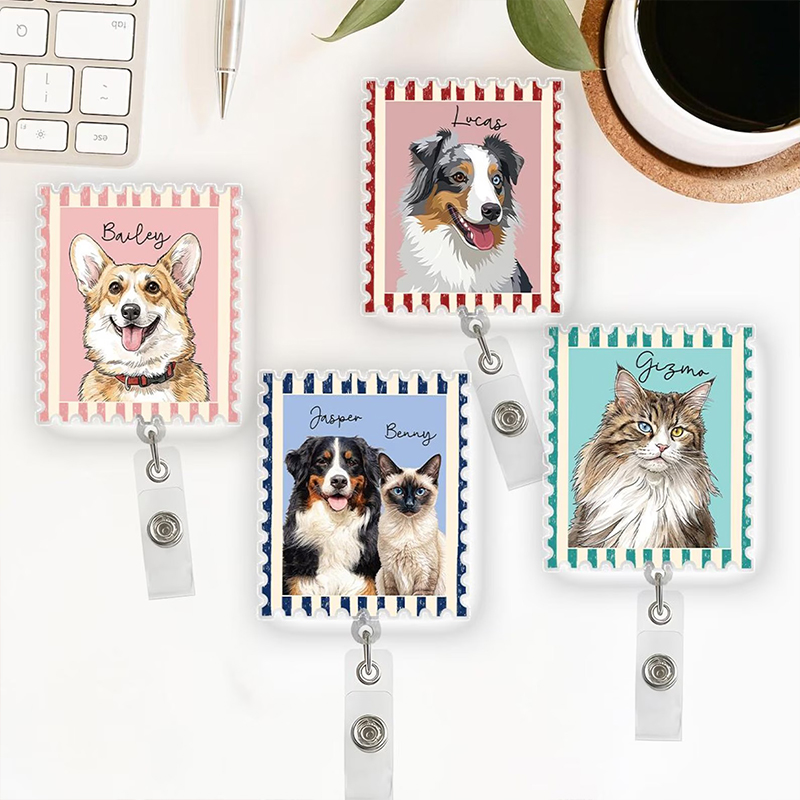 Personalized Pet Portrait Nurse Badge Reel