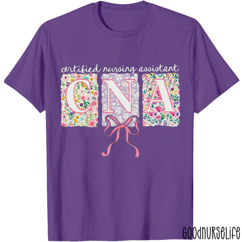 Personalized Floral Coquette Bow Nurse T-Shirt