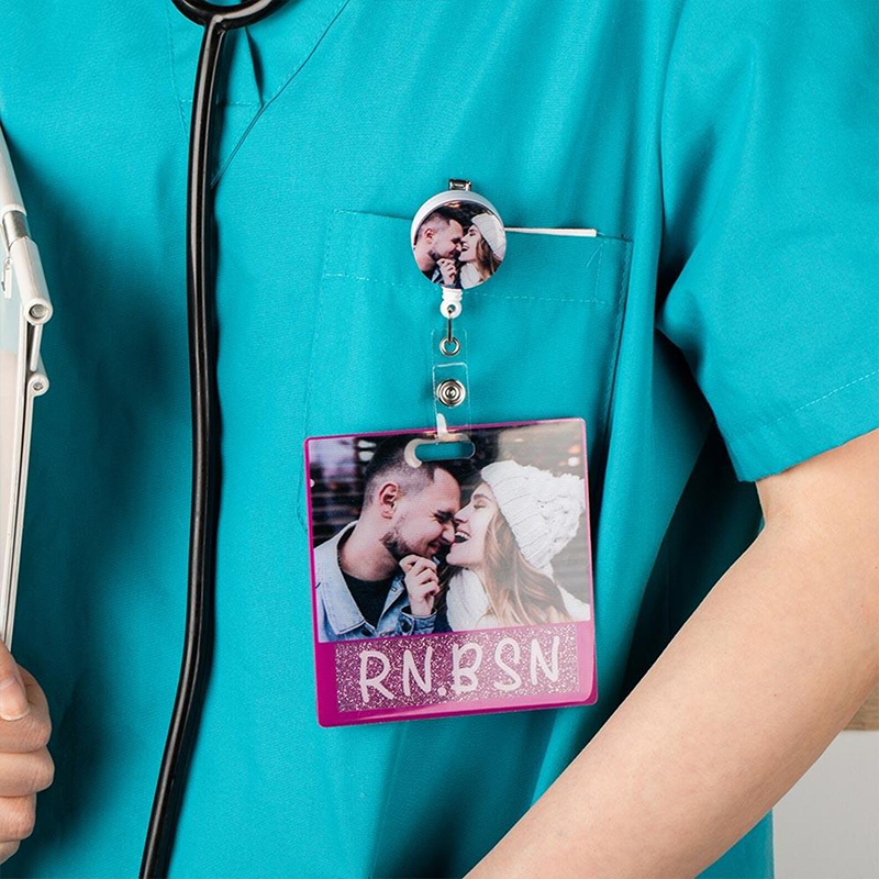 Personalized Photo Glitter Nurse Badge Buddy
