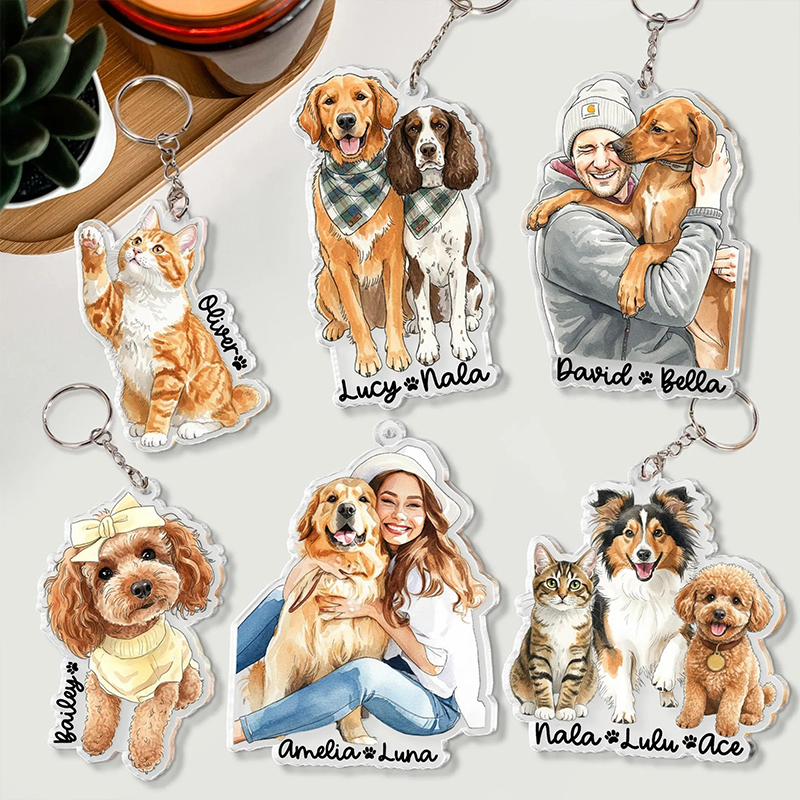 Personalized Watercolor Pet Acrylic Nurse Keychain