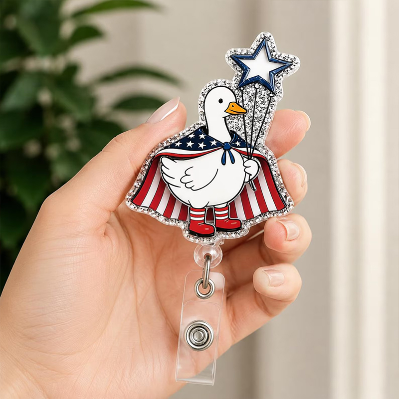 4th Of July Cute Goose Nurse Badge Reel