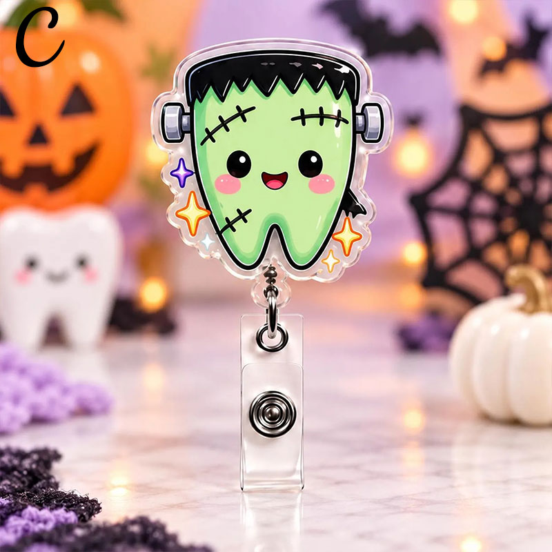 Halloween Vibe Teeth Badge Reel