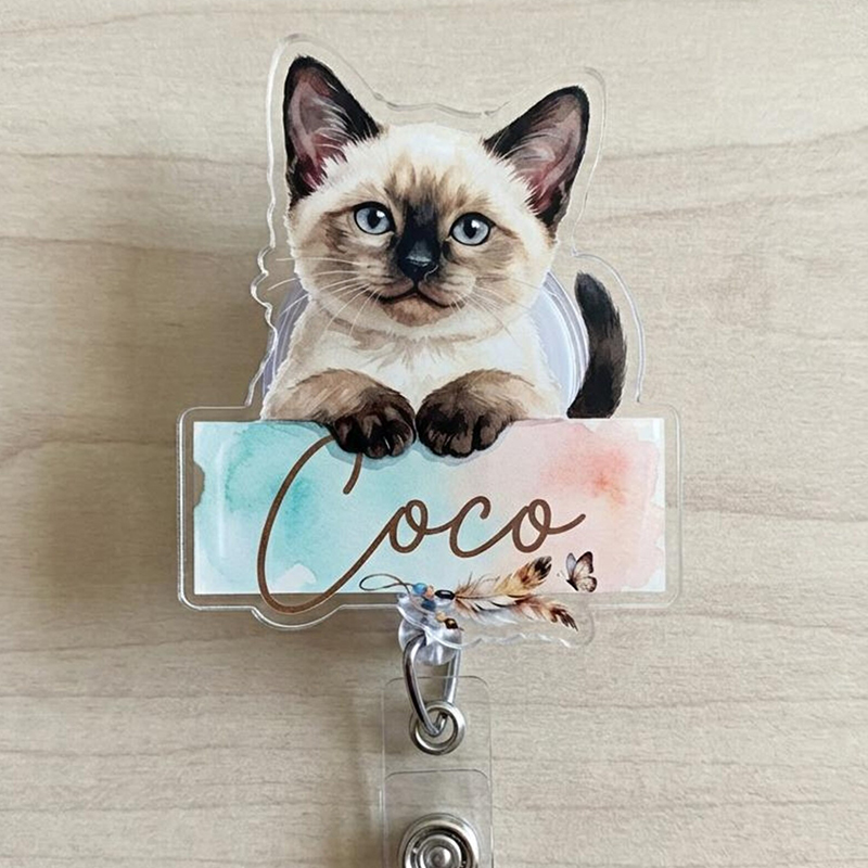 Personalized Cute Peeking Pet Nurse Badge Reel