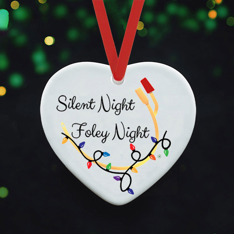 He's Making A Lith And Checking It Twice Nurse Ceramic Christmas Ornament