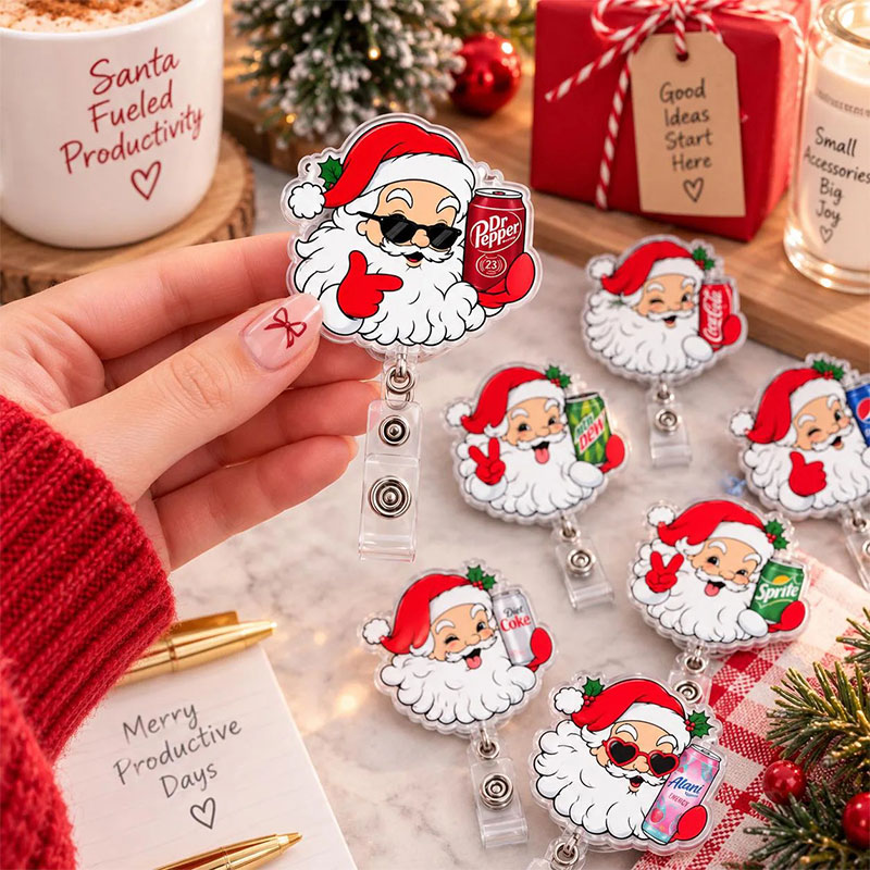 Santa Soda Can Badge Reel