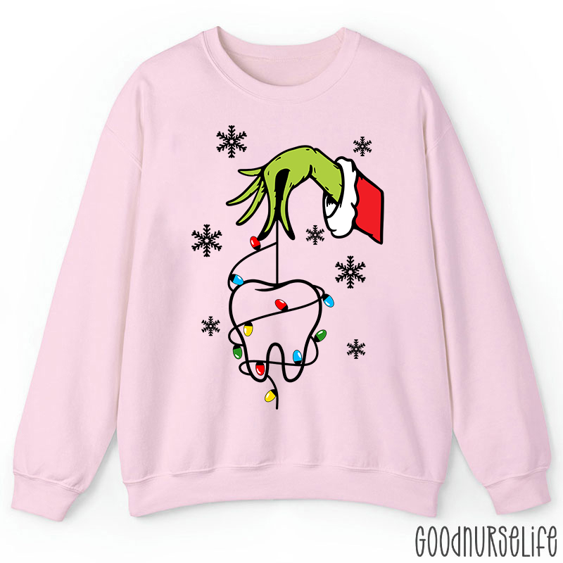 Santa Hand Holding A Tooth Take Care Of Your Teeth Sweatshirt