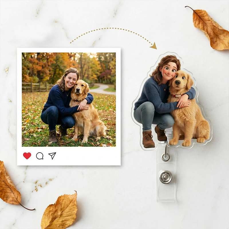 Personalized Unique Family Photo Nurse Badge Reel