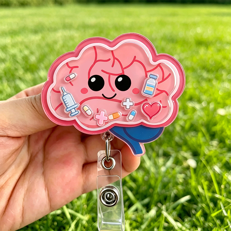 Brain Anatomy Nurse Shaker Badge Reel