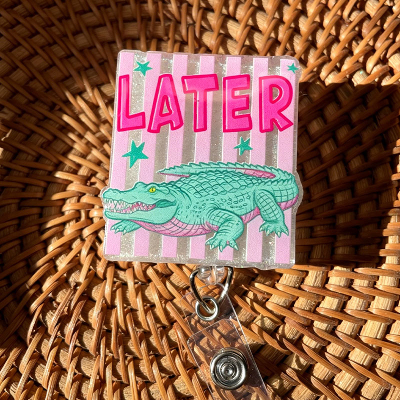 Pink Later Gator Badge Reel