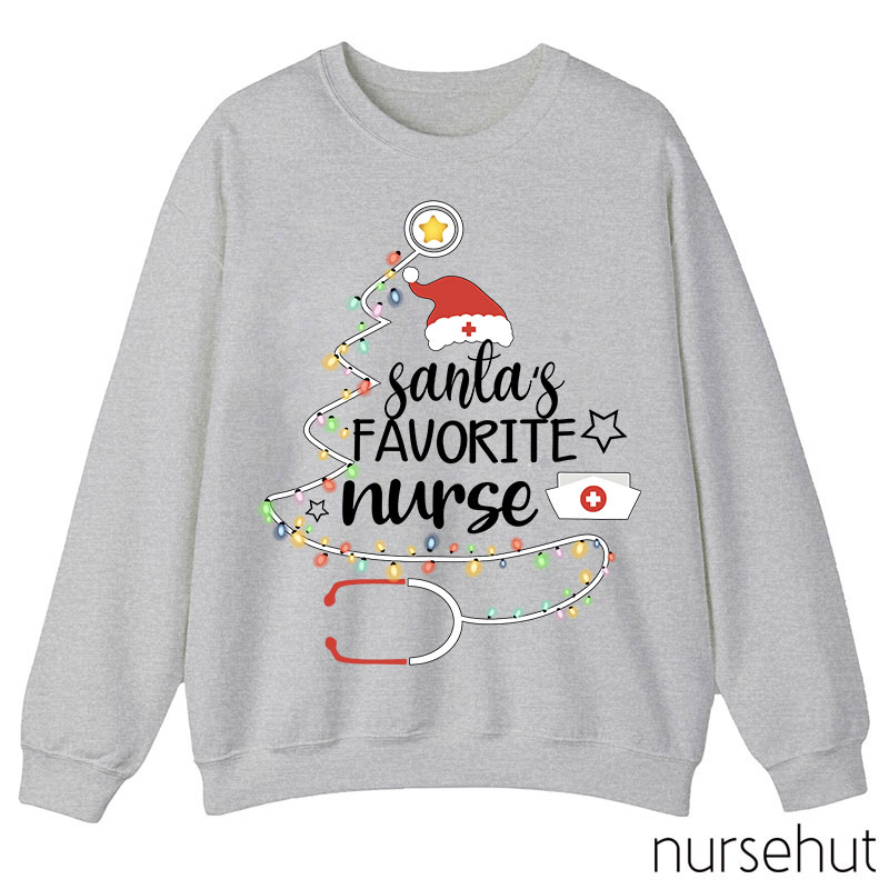Santa's Favorite Nurse Colored Lights Nurse Sweatshirt
