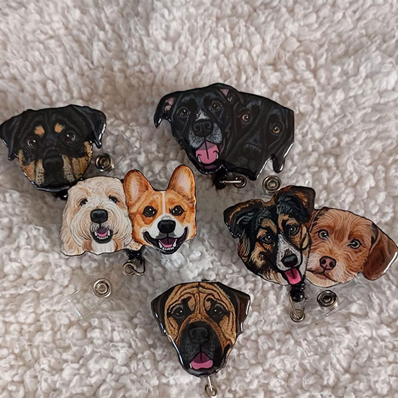 Personalized Cute Pet Portrait Hand‑Painted Style Badge Reel