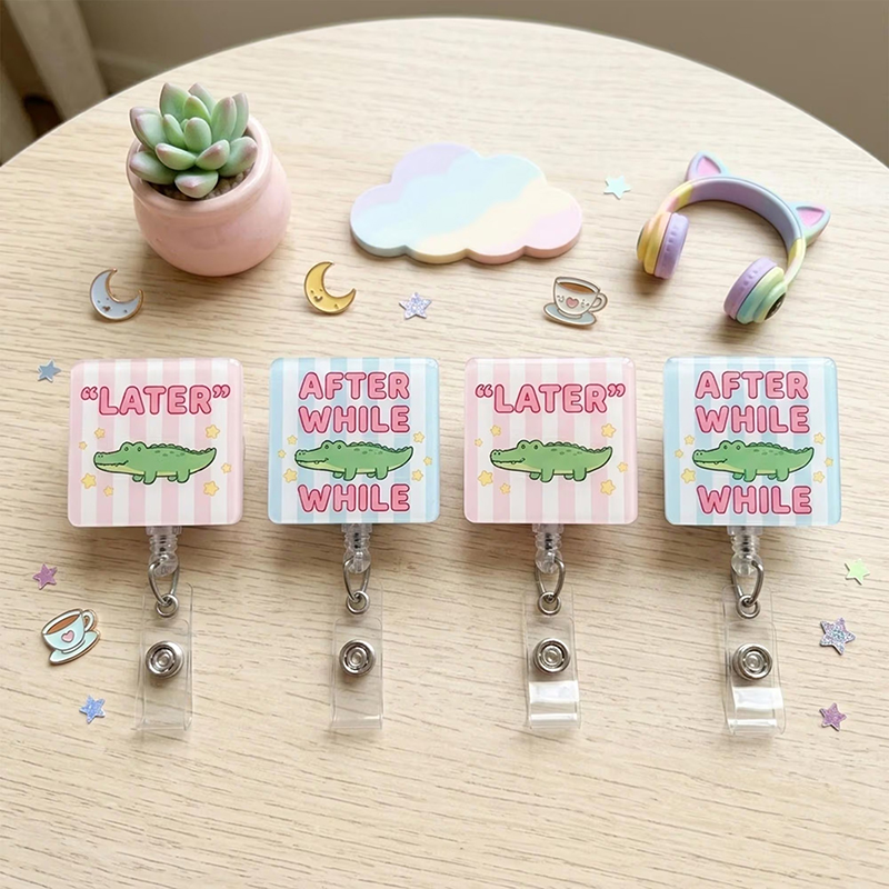 Personalized Later After While Nurse Badge Reel