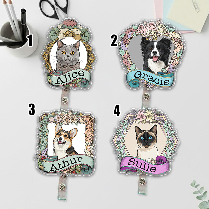 Personalized Pet Lover Floral Heart Nurse Badge Reel