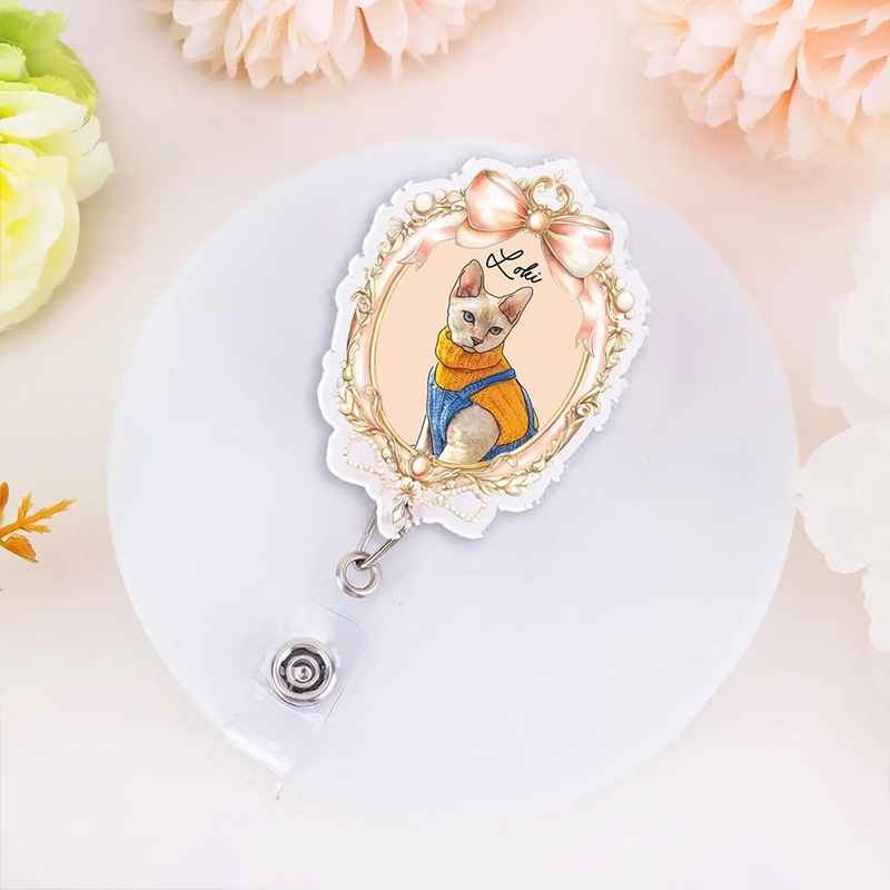 Personalized Dog And Cat Photo Nurse Badge Reel