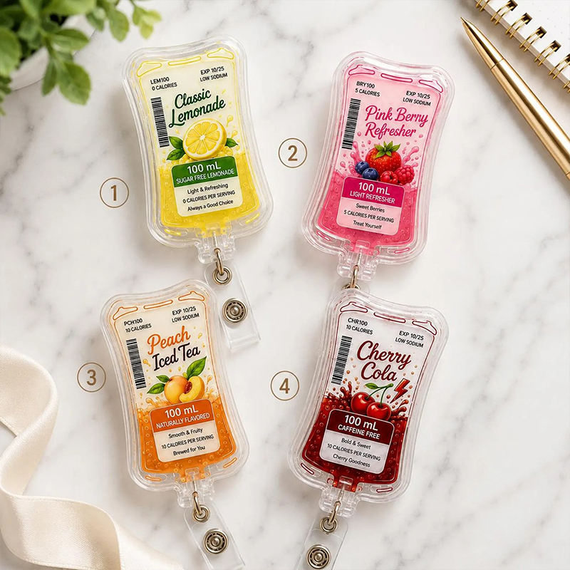 Cute Fruit Drink IV Bag Nurse Badge Reel