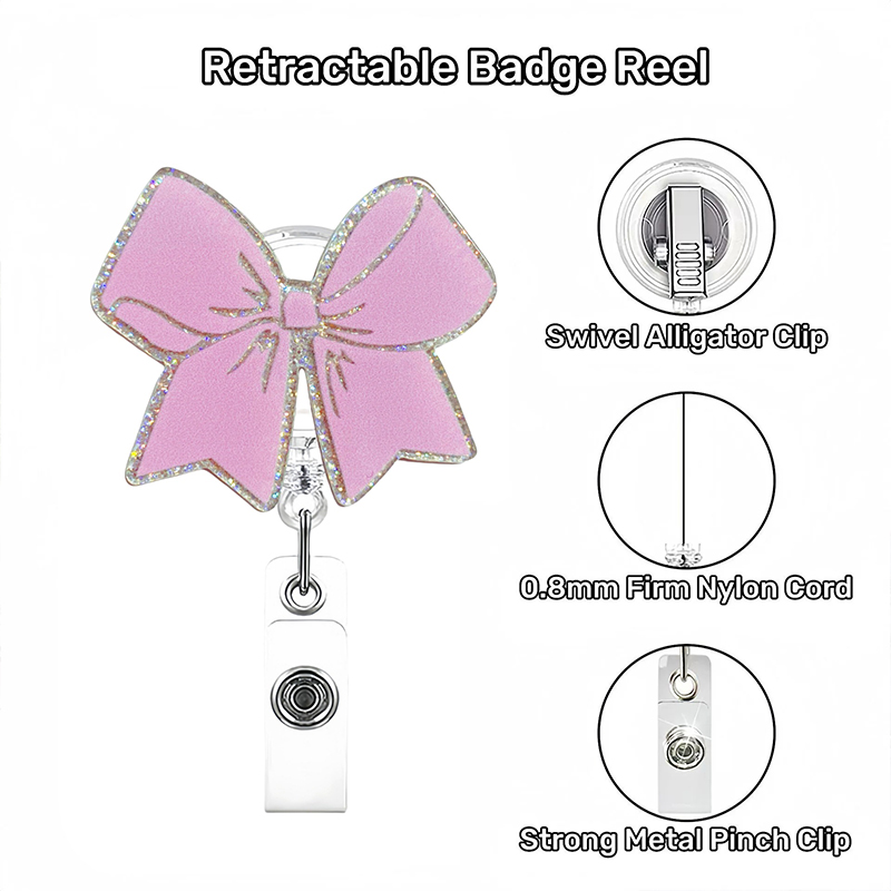Glitter Bow Nurse Badge Reel