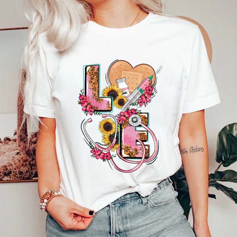 Flower Love Nurse T-Shirt
